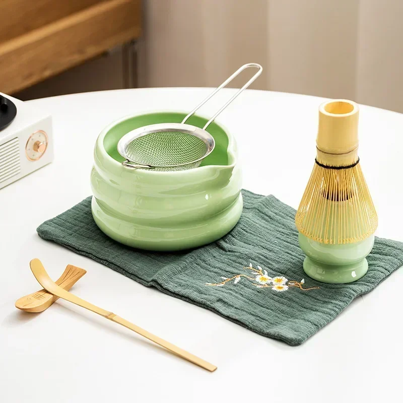 Batidor de polvo de té verde Matcha, herramienta de bambú para ceremonia japonesa, cepillo exquisito, Kit de regalo para Cultura de té, 4/7 piezas