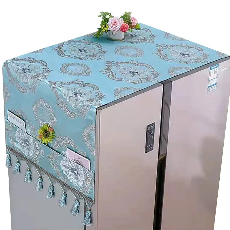 Refrigerator Dust Cover with Storage Bag Decorative Double/Single Door Fridge Tassels Covers Household Cabinet Protection Cover