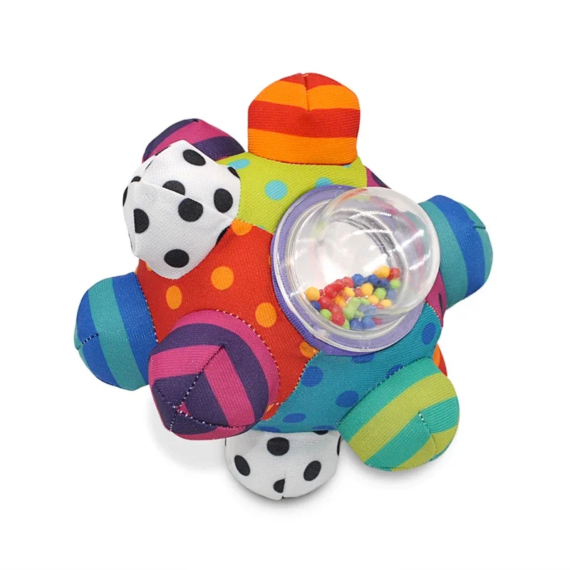 Baby 3D soft cloth touch hand grasp bubble ball puzzle children color beads Little Loud Bell rattle Fun balls educational toys