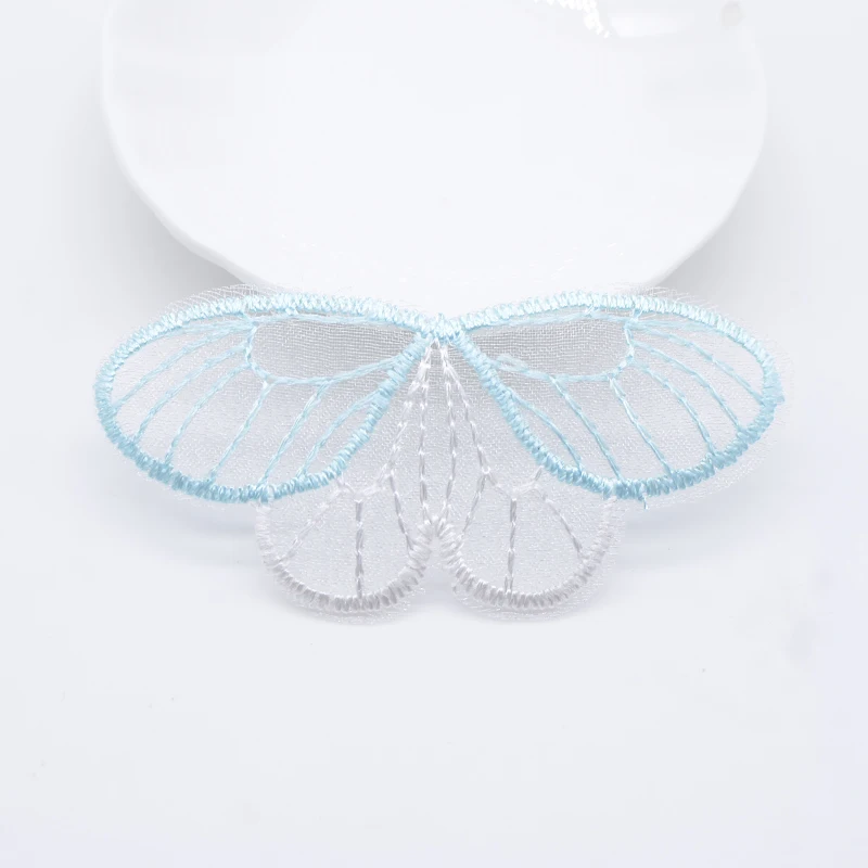 10Pcs 70*35mm Exquisite Embroidered Mesh Butterfly Wings for DIY Headwear Hair Clips Decor Clothes Hat Shoes Patches Accessories