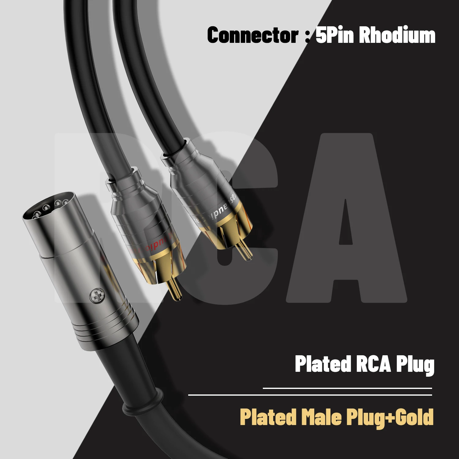 Audiocrast 5 Pin DIN to Dual RCA Phono Cable Hifi Vinyl Turntable Cable Audiophile For Record Player