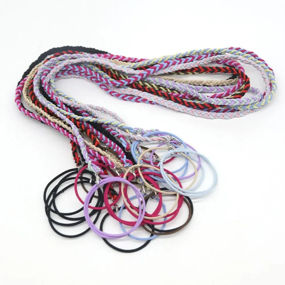 2PCS Elastic Sports Ponytail Anchor Fried Dough Twist Twisted Design Braid Hair Rope Windproof Sports Headband For Women