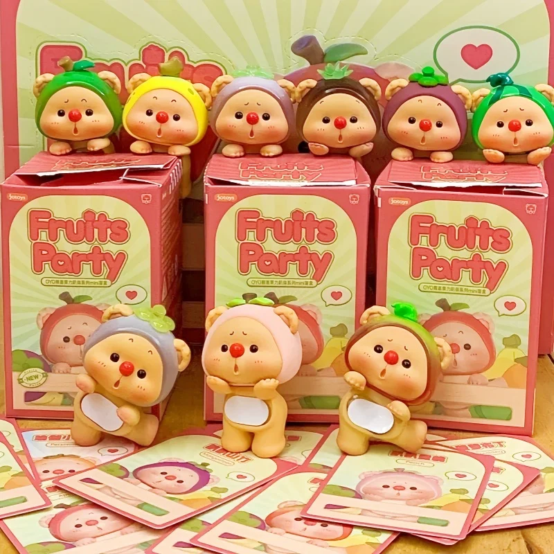 DIESE Bear Cub Fruit Power Party Mini Series Mystery Blind Box Handpop Tide Play Desktop Ornamenten Verrassingsdoos Vakantiecadeau