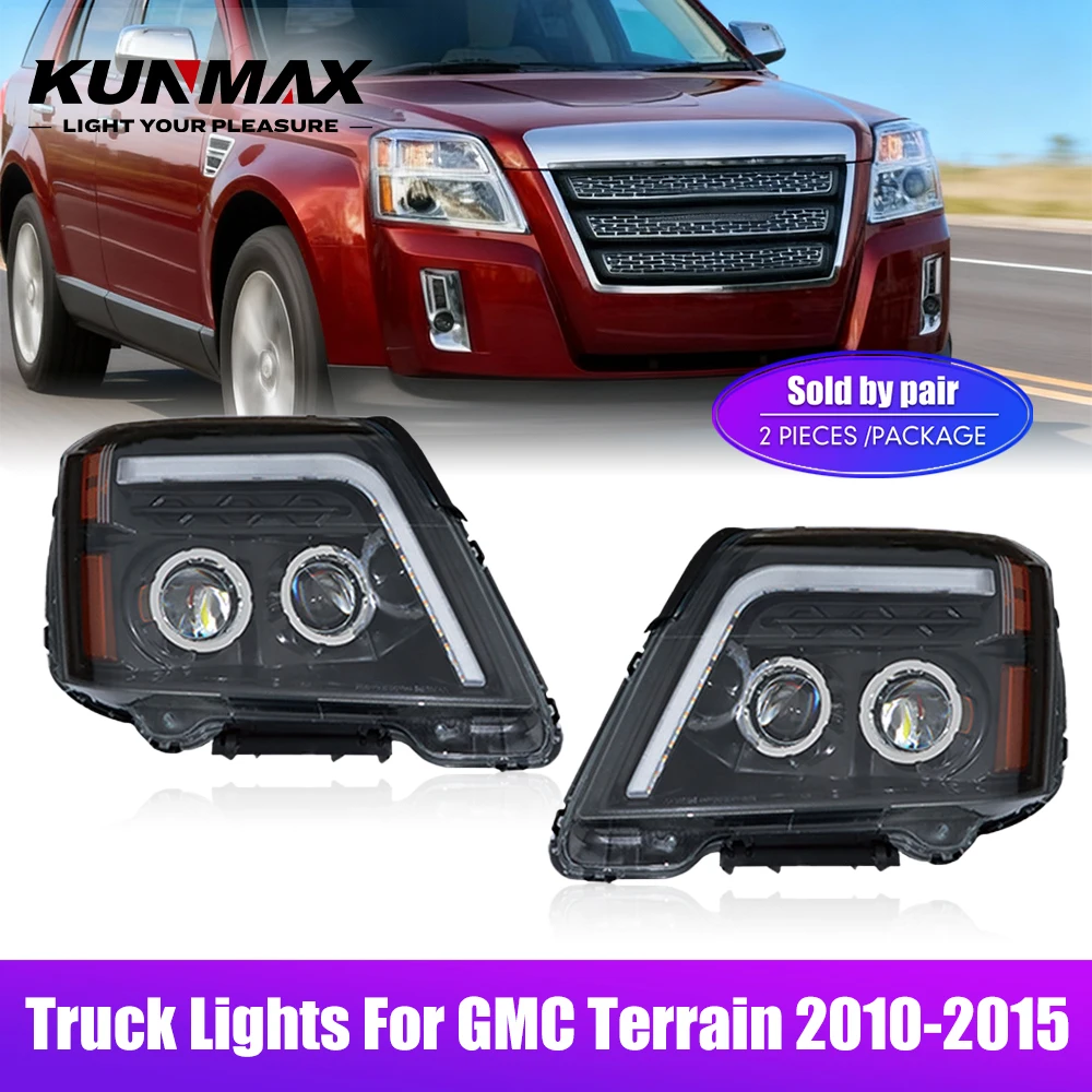 For GMC Terrain 2010-2015 LED Projector Headlight Assembly Truck Lights Front Head Lamp DRL Turning Signal Car Headlights 2PCs