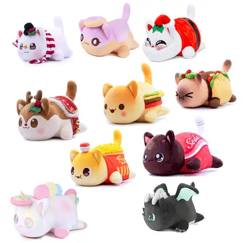 25CM Meows Aphmau Plush Doll Coke French Fries Burgers Bread Sandes Food Cat Plushie Sleeping Pillow Children's Christmas Gifts