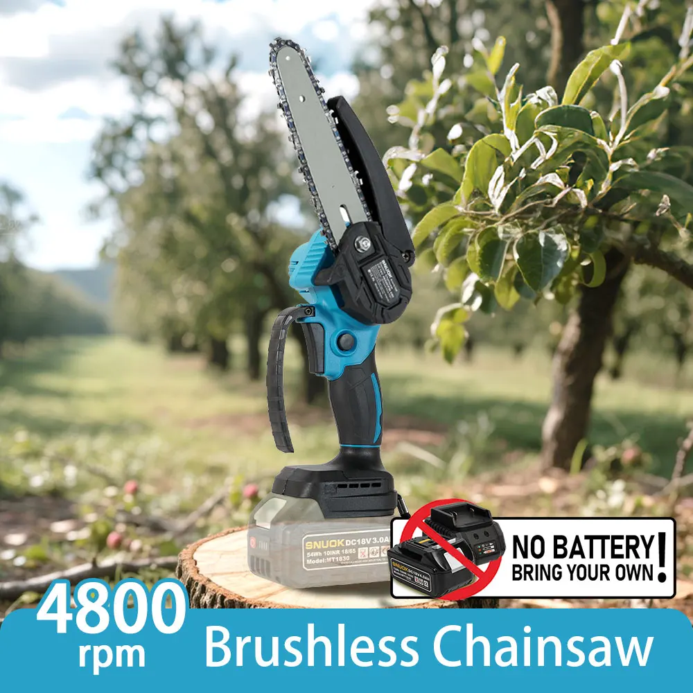 Snuok 6 Polegada sem escova motosserra portátil batteryless 4800rpm sem fio carpintaria serra portátil para makita 18v bateria de lítio