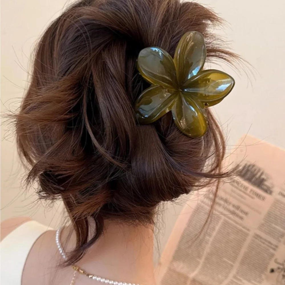 Pinzas para el pelo de plástico ligeras para mujer, láser, sirena, Princesa, forma de flor, 8cm, 3,15 pulgadas, tamaño grande, marrón, Beige, moda y