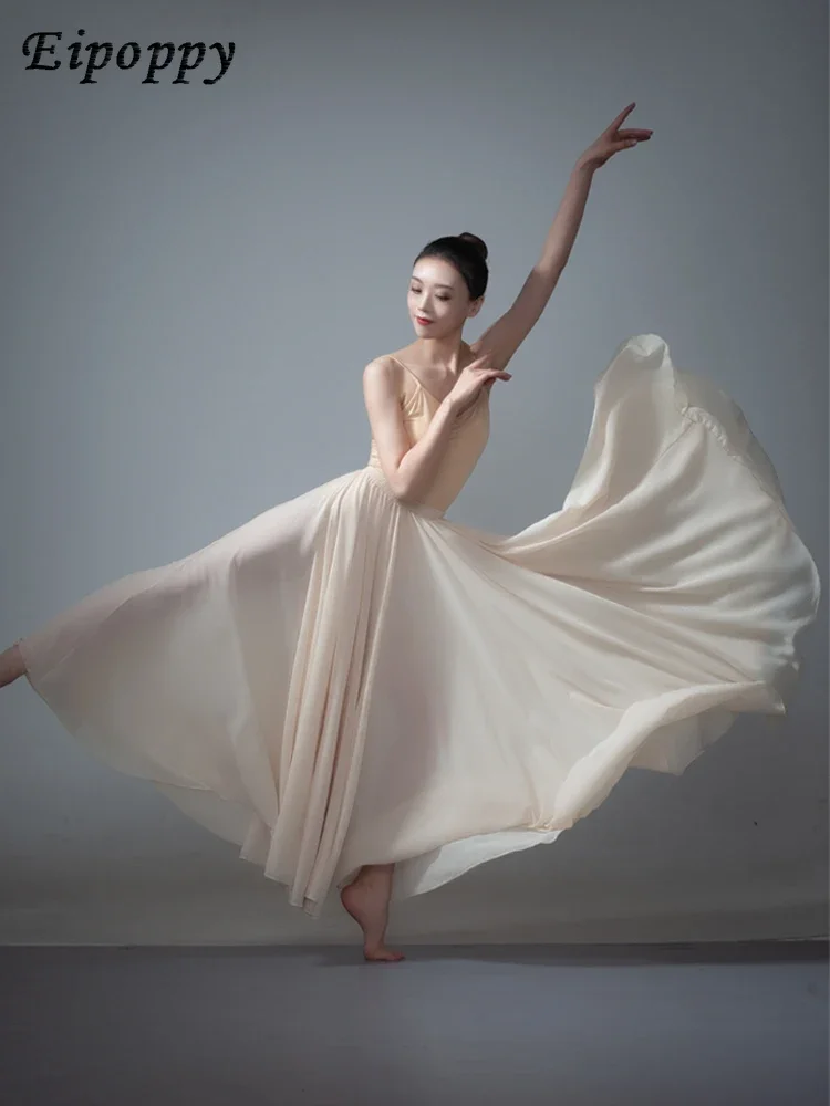 Vestido de dança clássica para mulheres, elegante, saia grande, saia de gaze étnica, performance de dança, foto, 720 graus