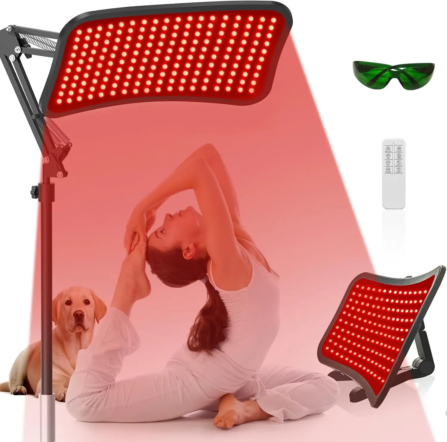 Red Light Therapy Lamp for Face & Body, Tri-Wavelength 660nm/850nm/940nm with Timer, Desktop Stand for Skin Care and Pain Relief