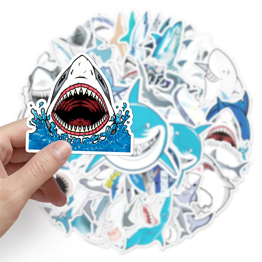 10/30/50PCS New Shark Cartoon Personality Creative Computer Suitcase Mobile Phone  Chair Decoration Waterproof Sticker Wholesale