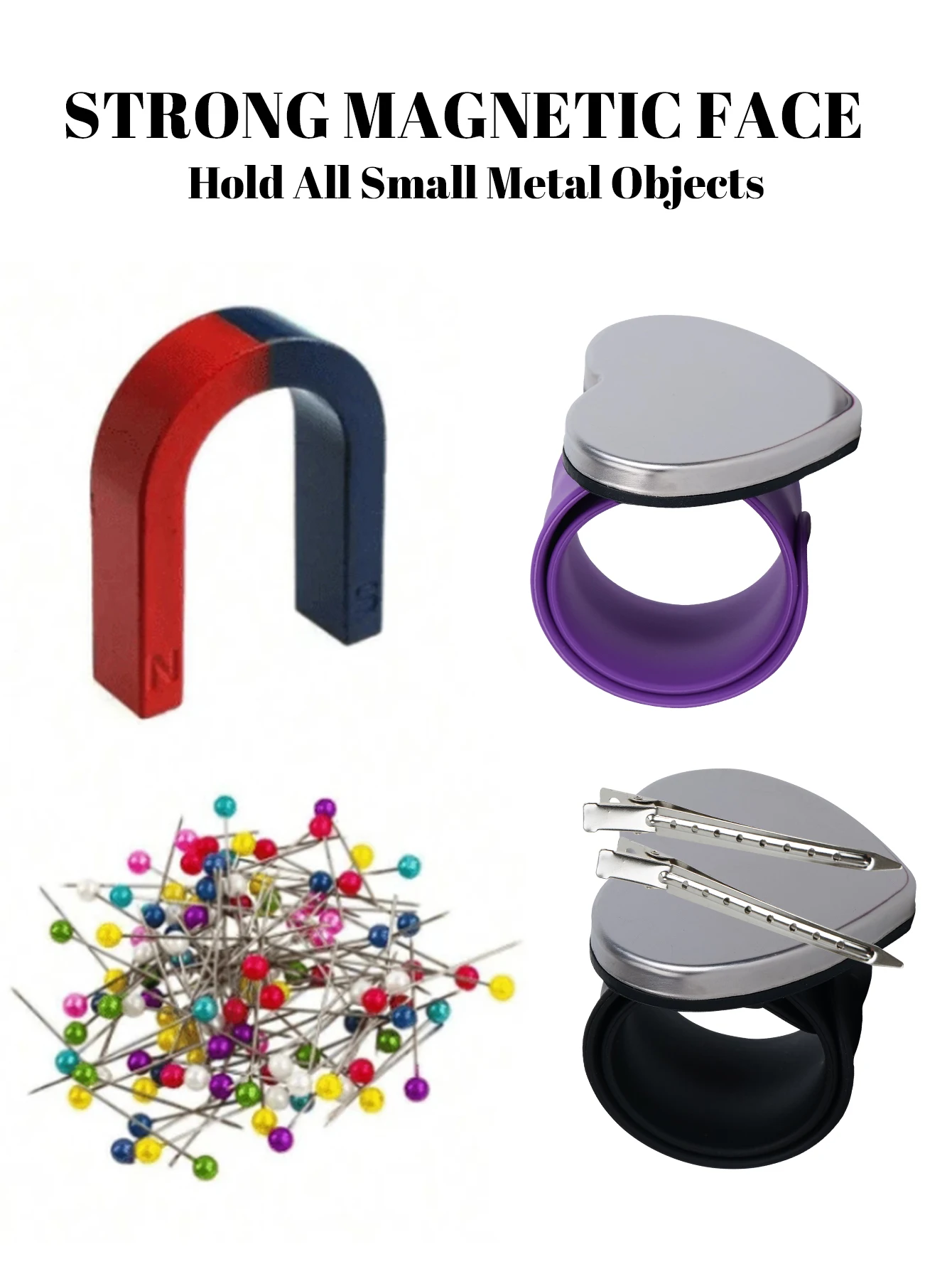 مجموعة أمشاط شعر مكونة من 3 قطع مع سوار مغناطيسي واحد لصالونات التجميل وتصفيف الشعر وإكسسوارات العناية بالشعر