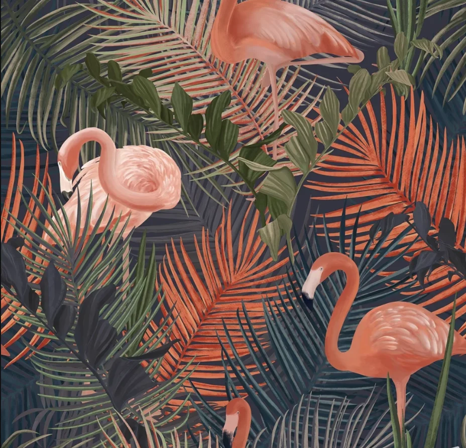 

Фотообои на заказ, ручная роспись, тропические банановые листья, цветы, фламинго, 3D обои, декор для дома