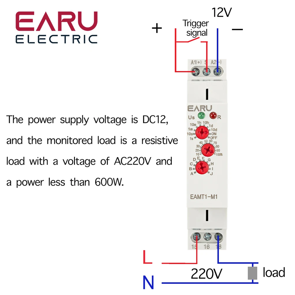 12-240VAC/DC Din Rail Type 0.1 second -10 days Time Delay Relay 16A/250VAC Multifunction Timer Relay with 10 Function Choices