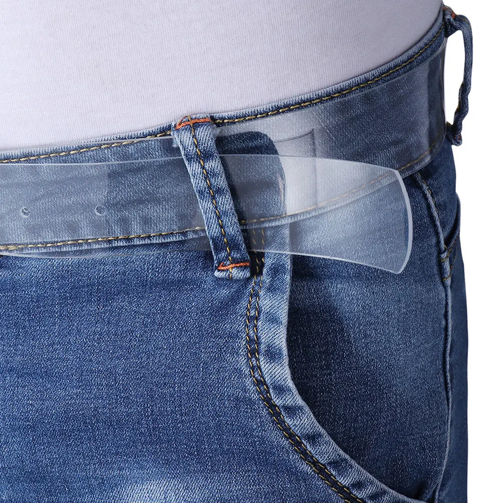 

2Pcs Clear PVC Waist Belt Metal Buckle Women Transparent Stylish Adjustable Dress Jeans Accessory Clear Waist Belt