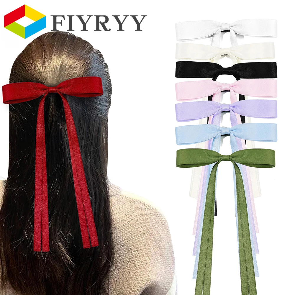 Kobiety elegancka kokardka wstążka spinka do włosów moda solidna satynowa wiosna spinki do włosów proste Bowknot Barrettes klipsy dla dziewczynek