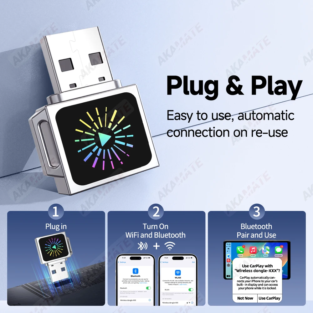 اللاسلكية CarPlay Android Auto Adapter التوصيل والتشغيل بلوتوث السلكية إلى CarPlay اللاسلكية Android Auto 2in1 Mini Ultra Dongle #2