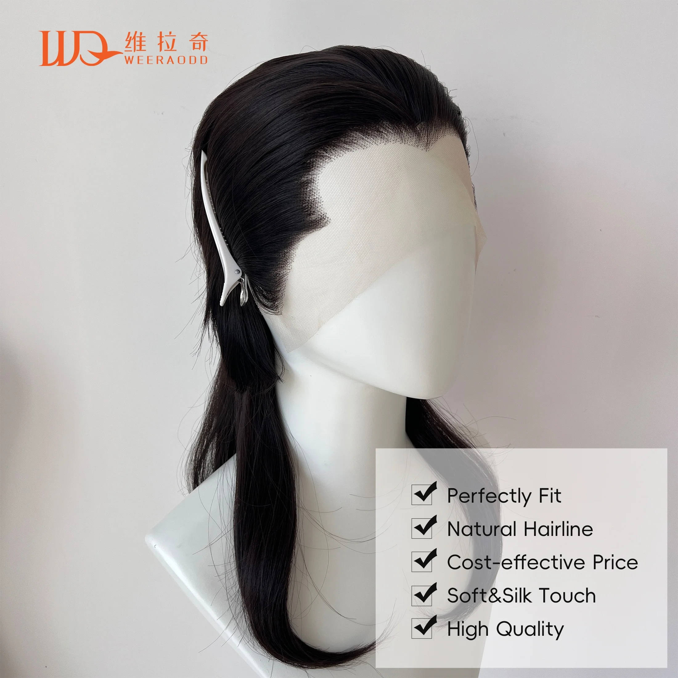 

Mullet Wig 16" Shoulder Length Widows Peak Black Brown Dark Espresso Synthetic Hand Tied Hairline Heat Resistant Glueless Unisex