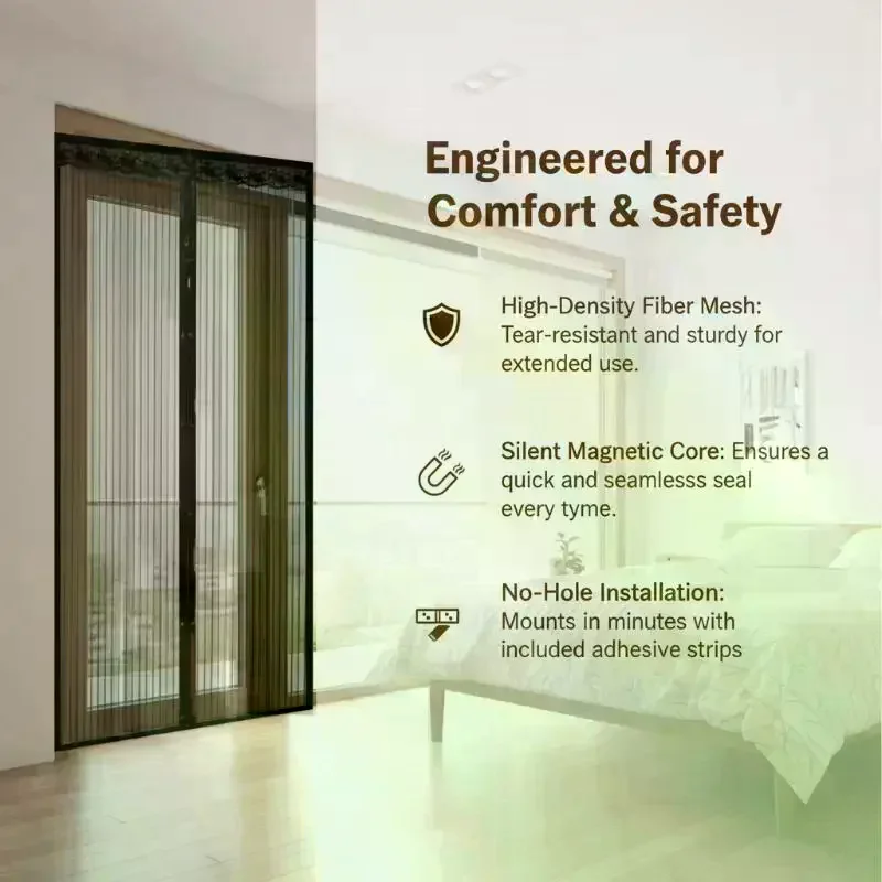 Screen Door Mesh Curtain Anti-Mosquito Fly Net, Breathable Window Screen Protector for Home & Kitchen