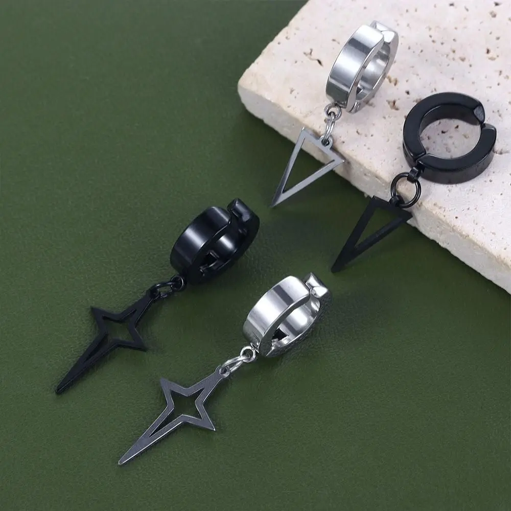 

Fake Piercing Drop Earring Stainless Steel Korean Style Ear Cuff Fashion Jewelry Cross Clip Earring Non-Piercing Earring