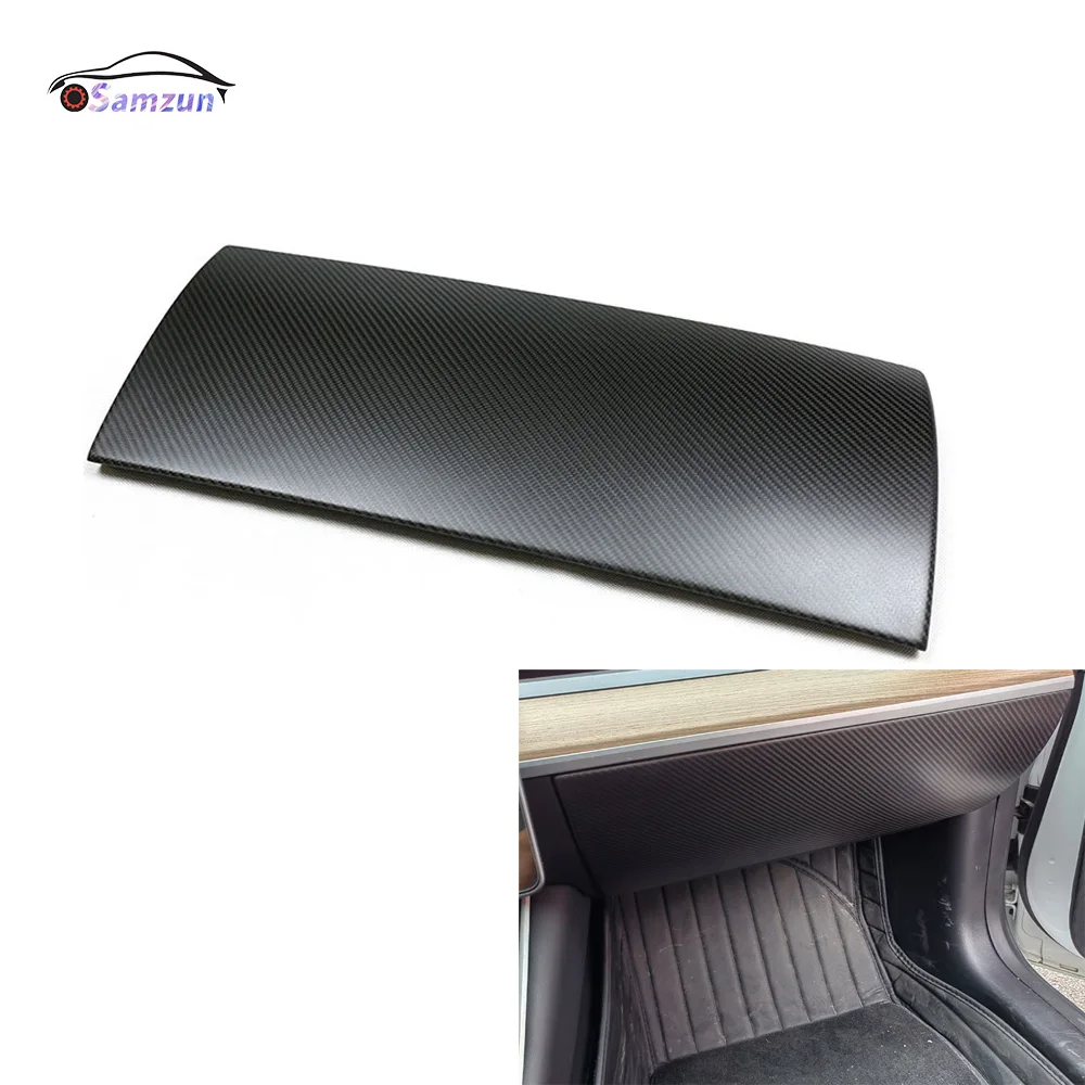 For Tesla Model 3 Y Car Interior Accessories Real Carbon Fiber Glove Box Cover Trim Sticker Copilot Anti Kick Protection Panel