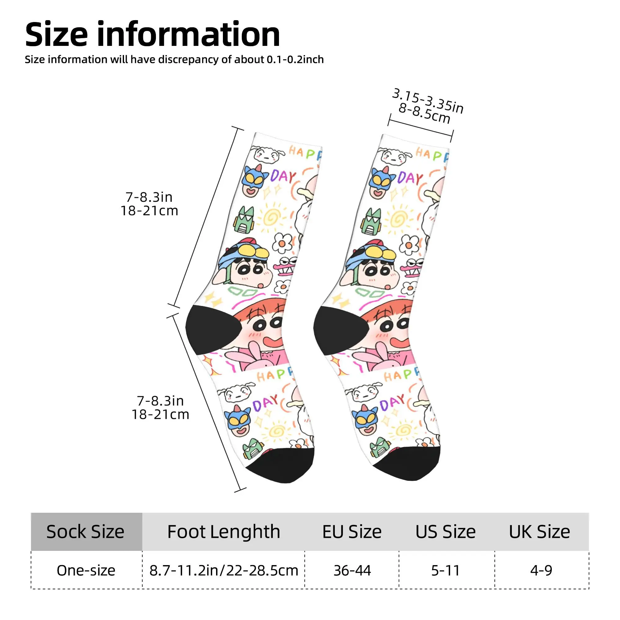 شتاء دافئ ملون للجنسين Kawaii تلوين شين تشان الجوارب أنيمي شيرو نيني امتصاص العرق جوارب كرة القدم