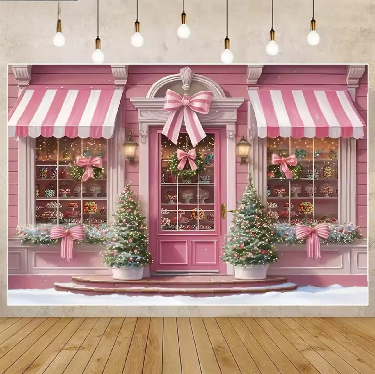 

Winter Christmas Window Background Children Baby Gift Christmas Tree Store Snow Scene Photography Props Party Backdrop Supplies