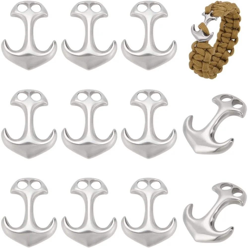 12 Stück Edelstahl-Ankerhakenverschlüsse, Kordelendeverbinder, Verschluss, Metallhakenverschluss für DIY Lederband, Armbänder, Schmuck