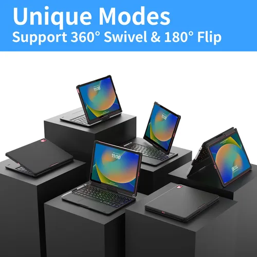 Imagen 2 del producto Funda con teclado retroiluminado con trackpad y 360 °   Giratorio para iPad 10a/11a generación (A16), iPad Air 4a/5a generación y iPad Pro 11 (todos los modelos