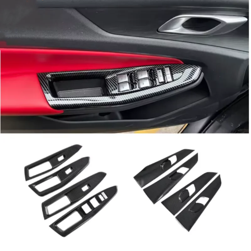 

Carbon Car Inner Handle Door Armrest Window Garnish Glass Lift Switch Frame Cover Trim For Changan CS55 Plus 2 gen 2021-2023