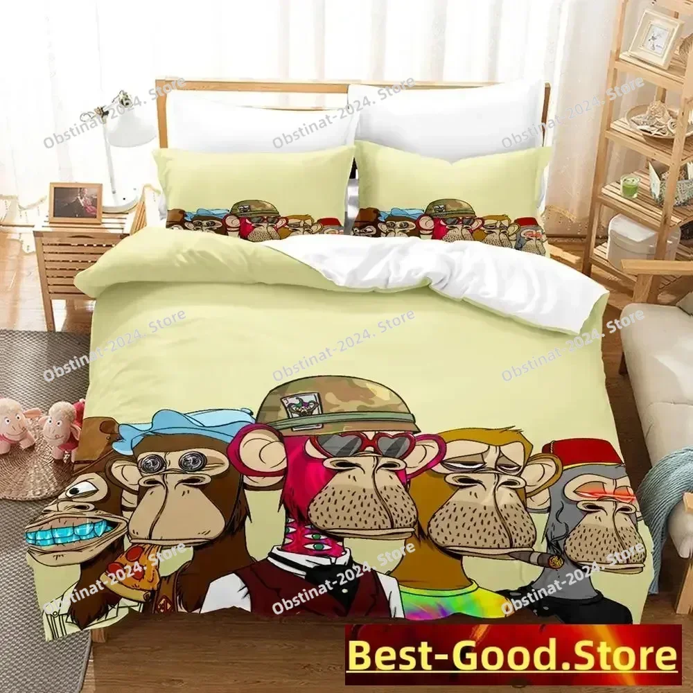 

2023 Bored Ape Yacht Club BYAC NFT Bedding Set Printed With Pillowcase Bed Duvet Cover Soft Single Double Queen Super King Size