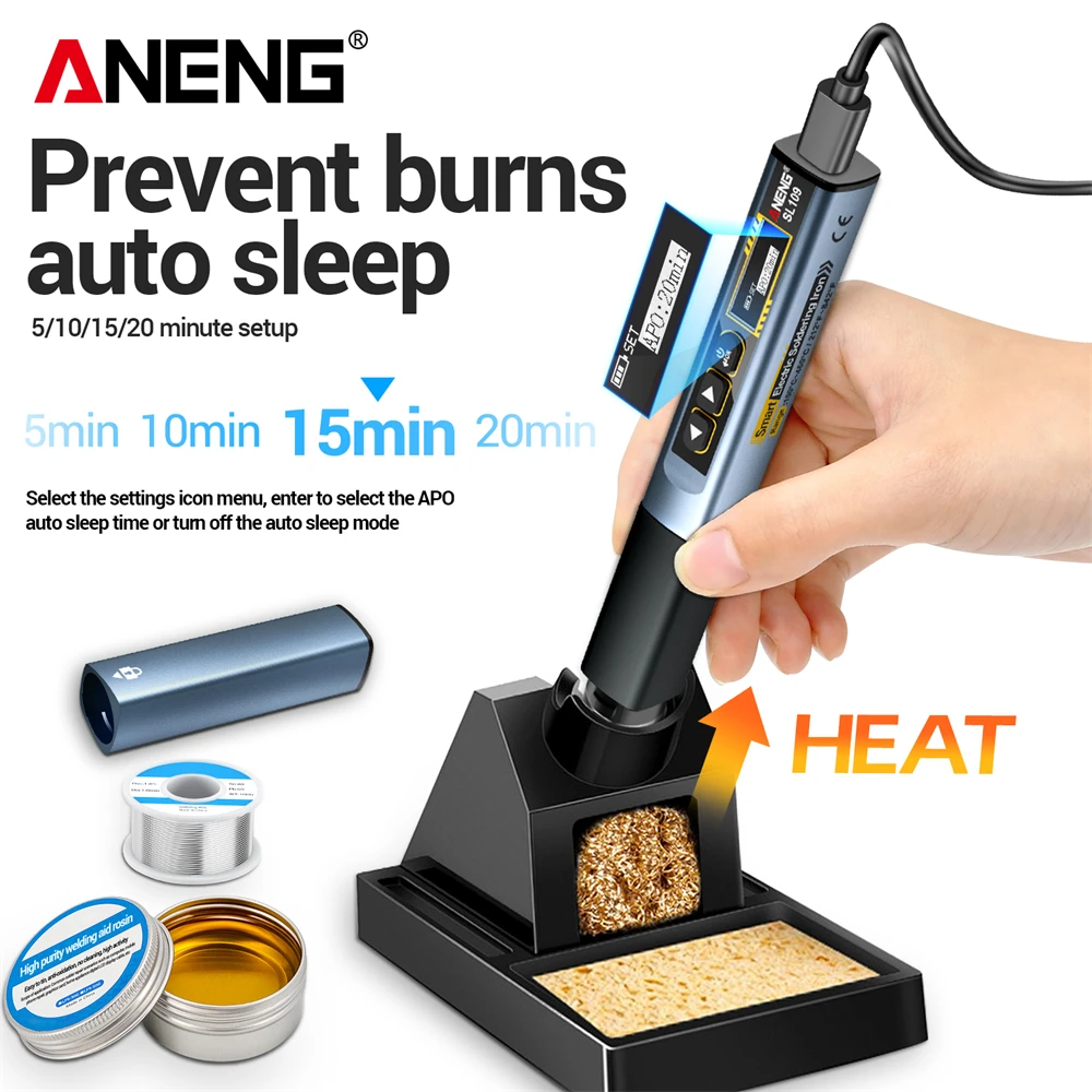 75W Smart Soldering Irons Repair Kit T65 Adjustable Temperature ANENG SL109 AC Voltage Ohm Welding Solder Pencil Tip Test Tools