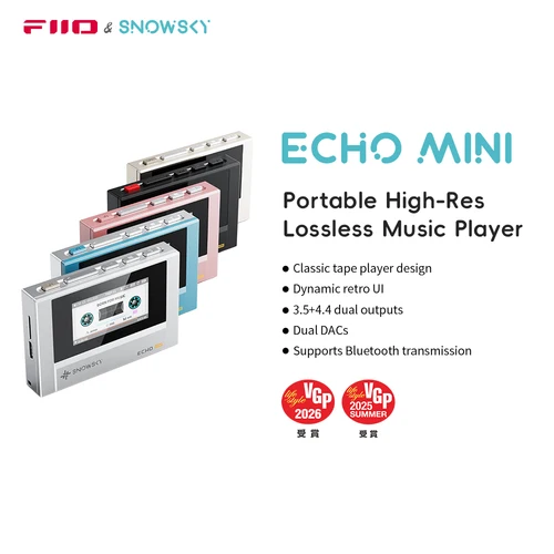 SnowSky/FiiO Echo Mini reproductor de música pura MP3 Bluetooth HiFi, reproducción de 15 horas, salida de auriculares de 3,5 mm/4,4 mm