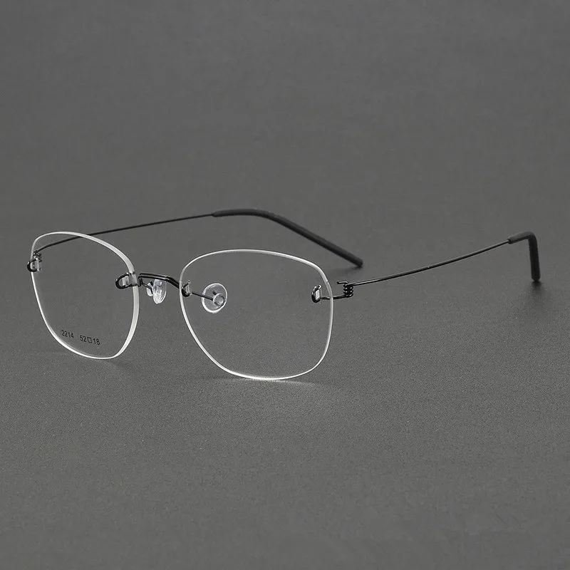 Denmark Titanium Frameless Glasses Frame Screwless Design Men Square Business Rimless Eyeglasses Rectangle Spectacle Gafas 2214