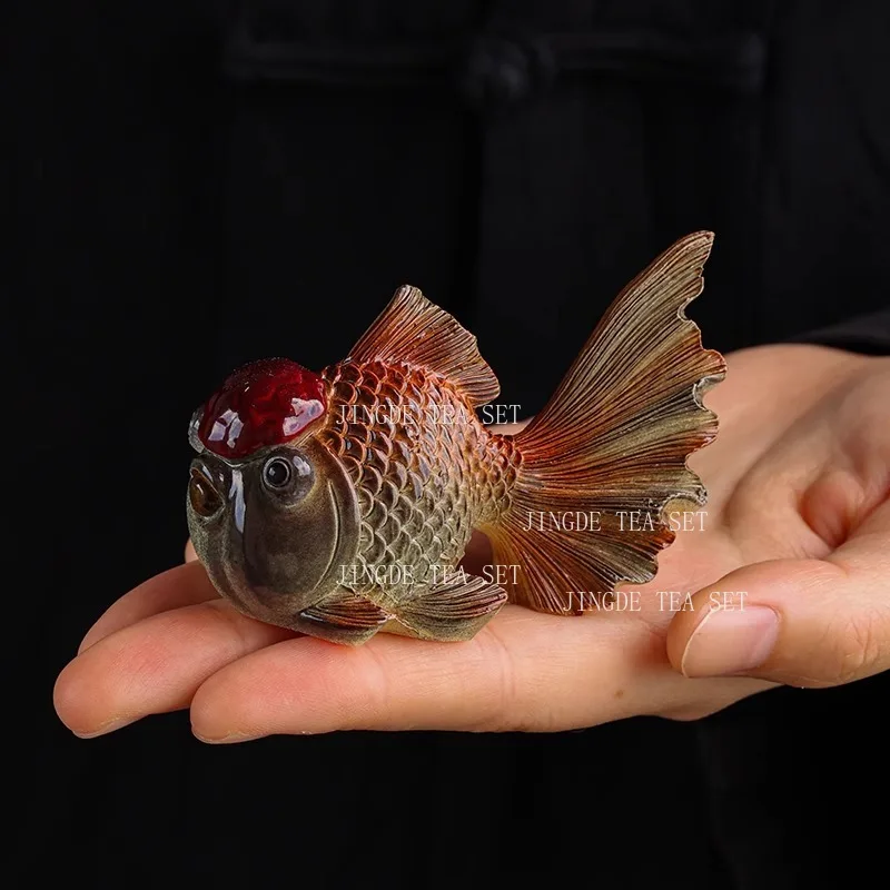 Color Changing Goldfish Tea Pet Carp Tea for Entertainment Cute Wealth Attracting Desktop Decoration Tea Ceremony Accessories