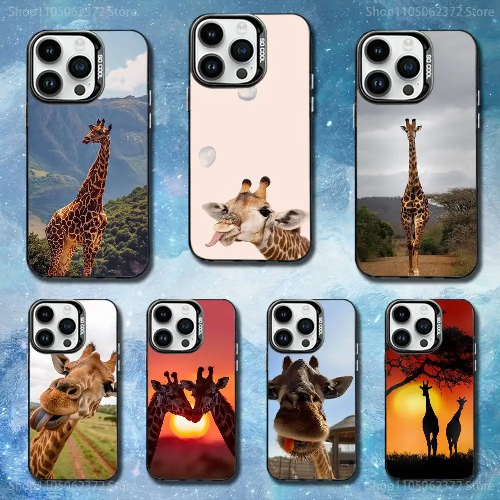 

Giraffe Cute Animal Phone Case For iPhone 11,12,13,16,14,15,Mini,Pro,XS,MAX Black Matte Shockproof Cover