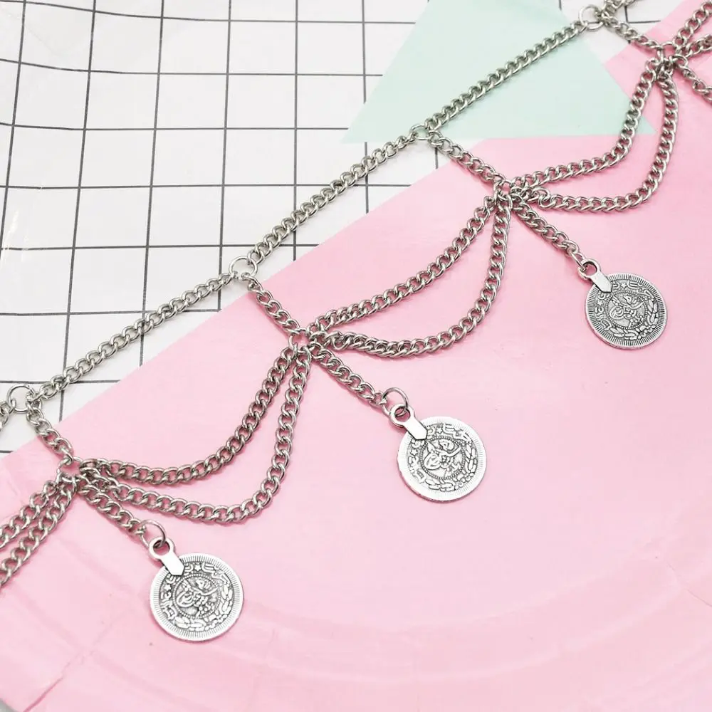 

Vintage Coin Pendant Metal Body Chain Belt Jewelry Tassel Waist Chain Ethnic Style Bohemian Style Belly Dance Body Chain Gift