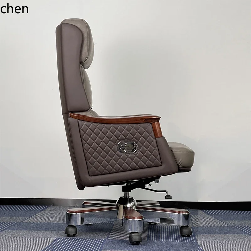 

D18- boss chair cowhide modern president swivel chair reclining office chair ash wood armrest