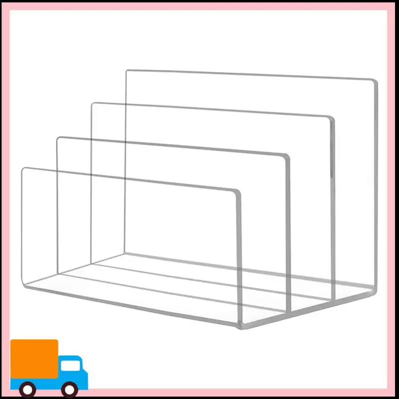 1 Piece File Holder 3 Sections Vertical Desktop Organizer Acrylic Office File Sorter Stand Rack For Documents Letter Book