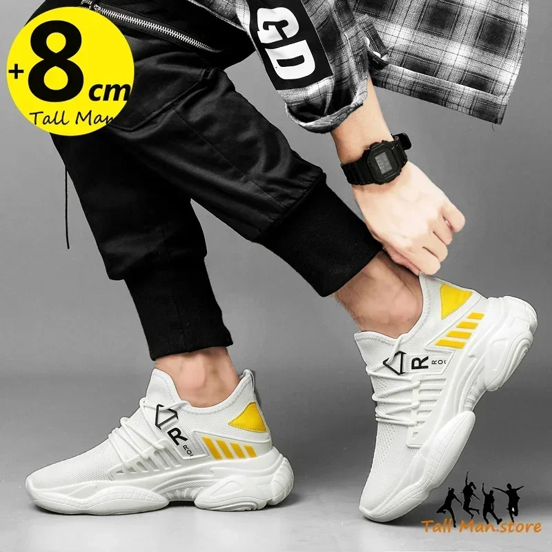 Sneakers Tall Man Elevator Shoes for Men Leisure Height Increase Insole 8cm Casual Mesh Summer Running Shoes Breathable Luxury