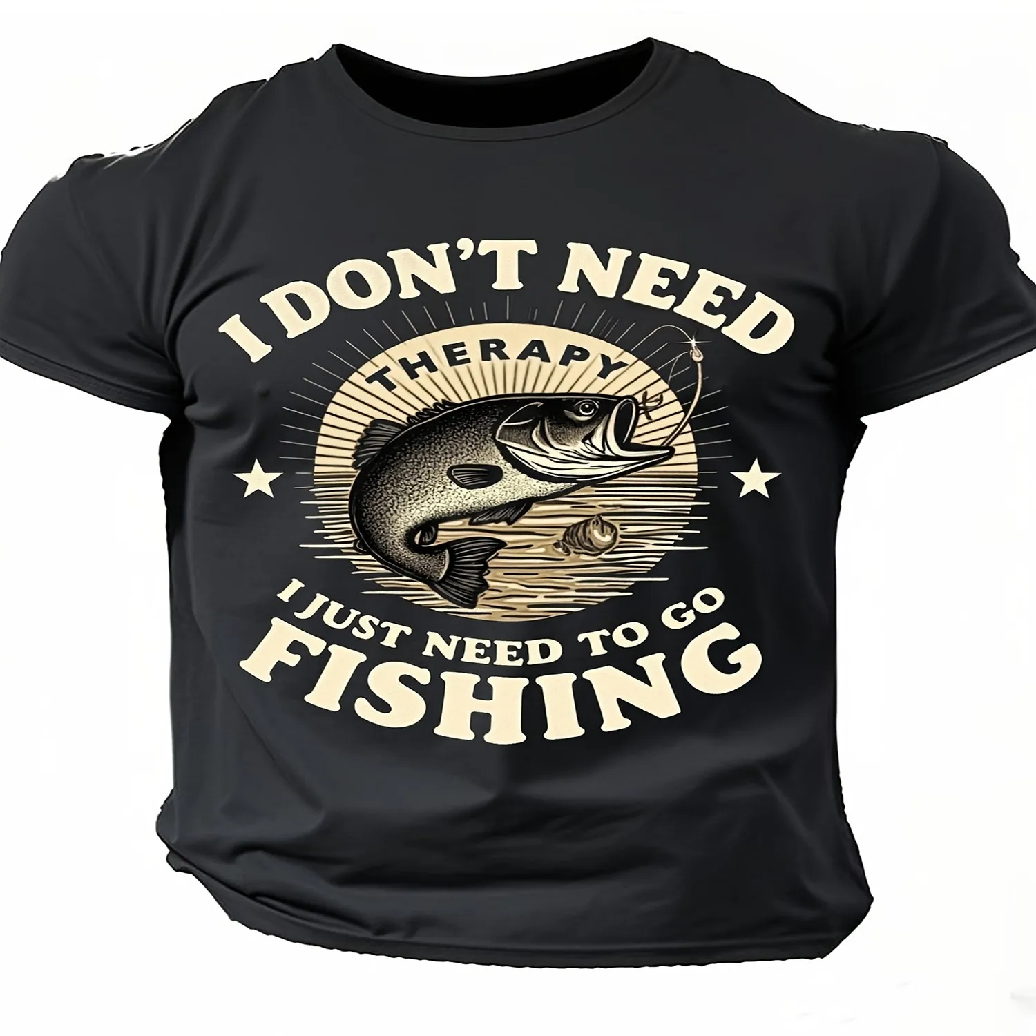 Men'S I Don'T Need a Break I Just Need Fish Graphic T-Shirt 180Gsm Soft Breathable Crew Neck T-Shirt, Fishing Design, All-Season Casual Shirt, Suitable for Fishing Enthusiasts, Outdoor Ent, Suita Retro Graphic Shirt, Holiday Tshirt