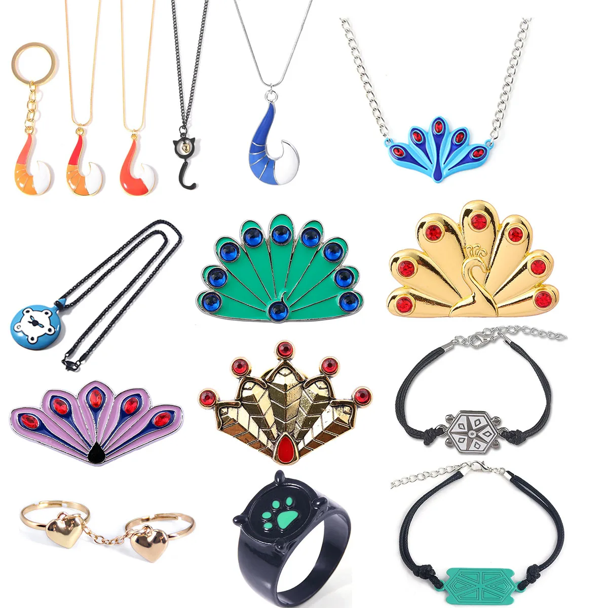 Anime Mädchen Dame Pfau Brosche Abzeichen Halskette Anhänger Schlange Armband Tales Cosplay Haarnadel Frau Mann Schmuck Zubehör Geschenke