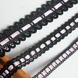 5 yds zwart katoenen borduurkant paars lint dubbelzijdig uitgeholde rokranddecoratie doe-het-zelf accessoires voor kleding