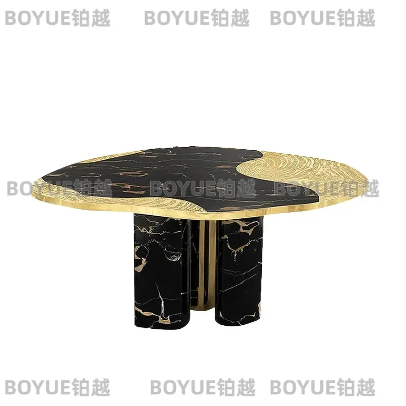 Luxury Marble Dining Table Modern Light Luxury Irregular Shape High End Villa Home Furniture Elegant Stone Top Dinner Table