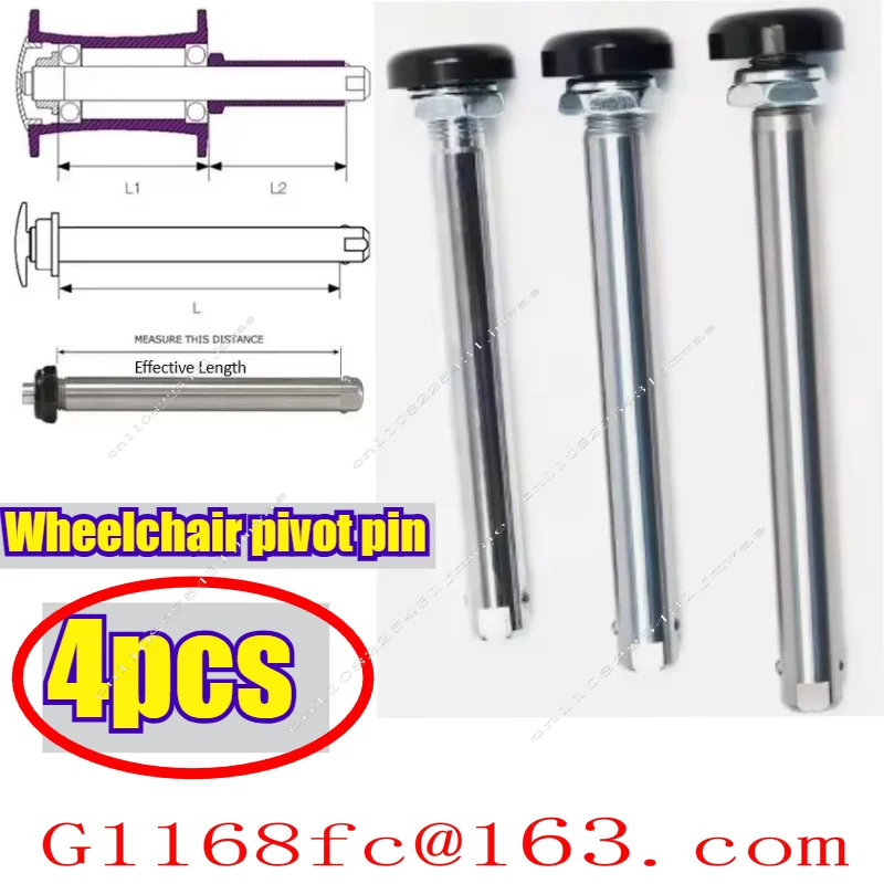 4pcs 12/12.7mm Quick Release Wheelchair Axle for Wheelchair Rear Wheel for Walker & Rollator Accessories Wheelchair Shaft Pins