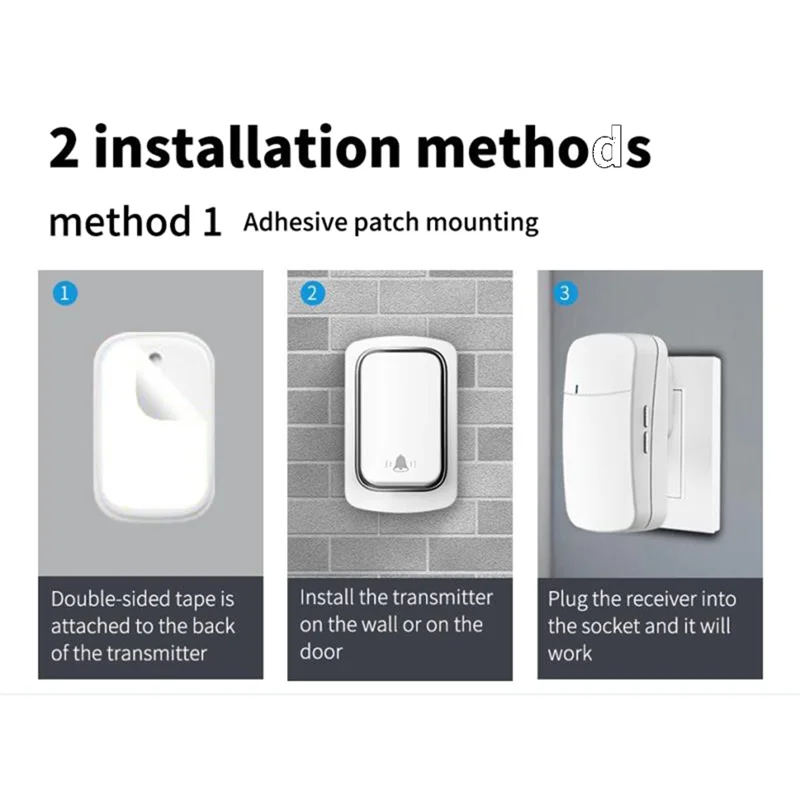 

A31R-Wireless Doorbell No Battery Required Waterproof Self-Powered Door Bell Home Outdoor Kinetic Ring Chime Doorbell-EU Plug