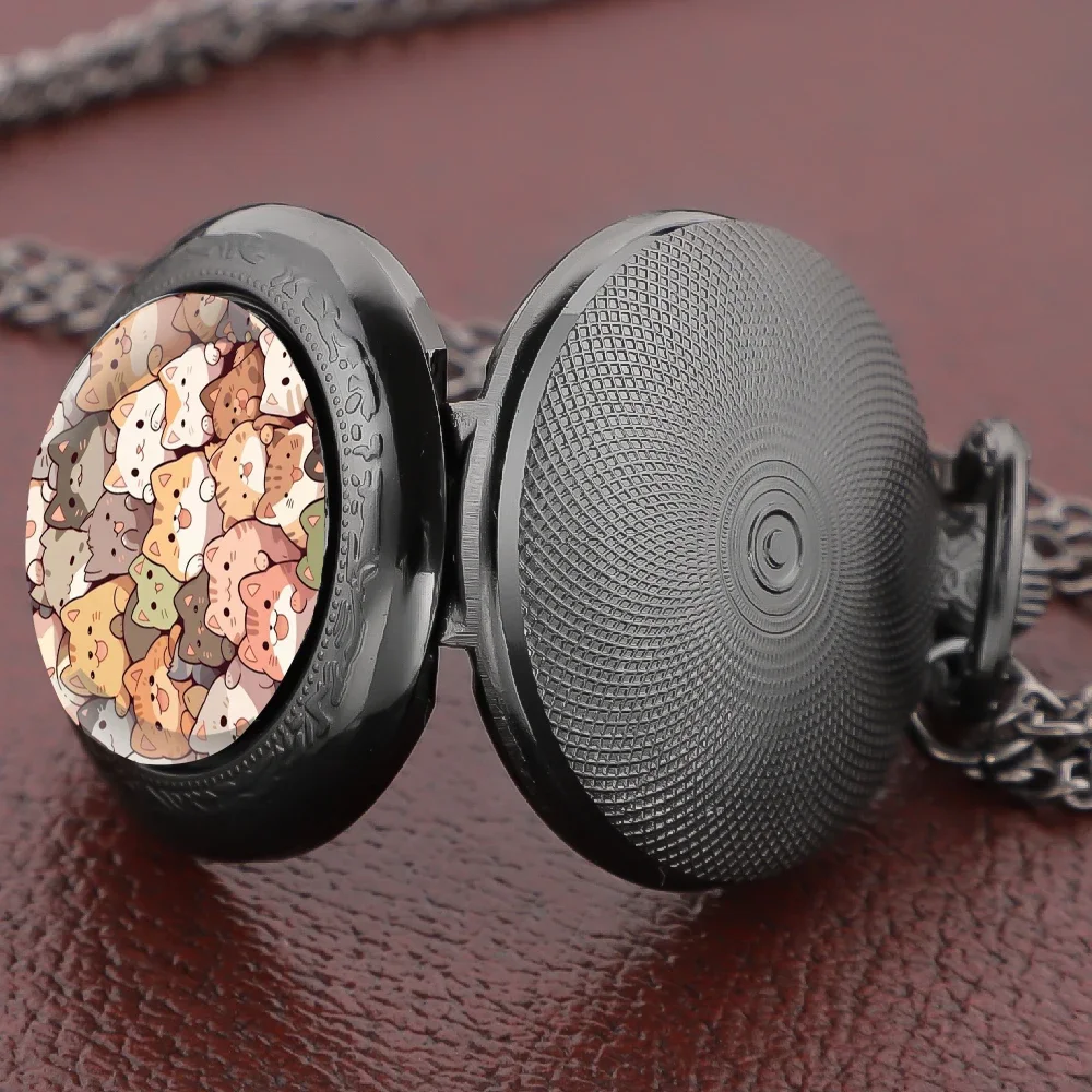 

New Cute Cats Quartz Pocket Watch Arabic Dial Vintage Women Necklace Pendant Clock Men Watch Cat Lover Gift Relojes De Bolsillo