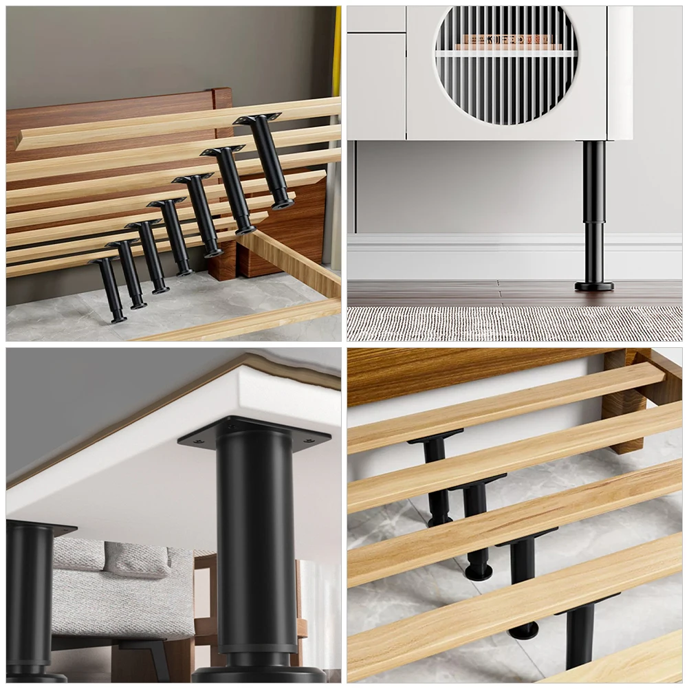 

4pcs Adjustable Table Replacement Support Furniture Cold Rolled Steel Durable Household Bed Cabinet Cupboard Desk Leg 8-12Cm
