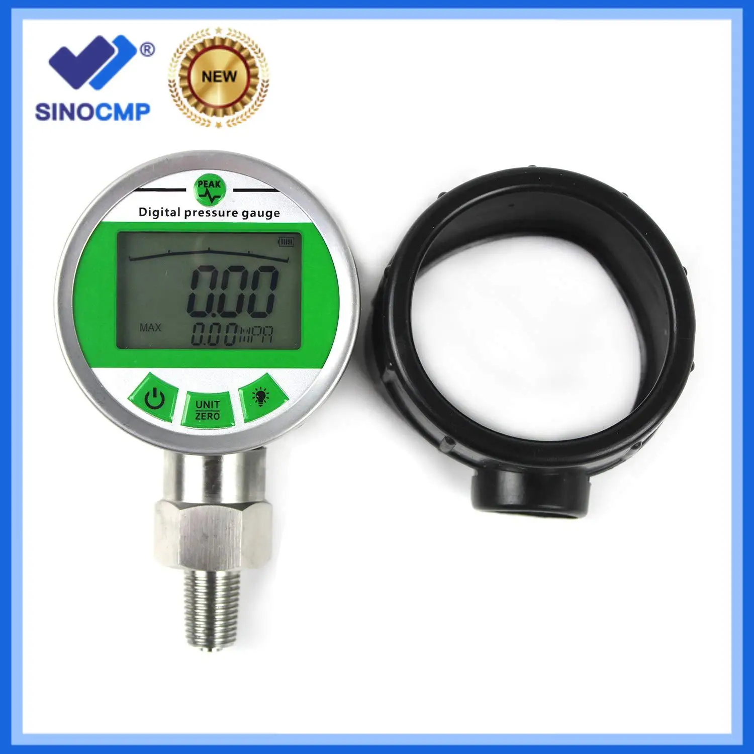 

Digital Pressure Gauge -0.1-100MPA/14500PSI with Silica Gel Case NPT1/4 Accuracy Backlight Hydraulic Gas Water Pressure Gauges