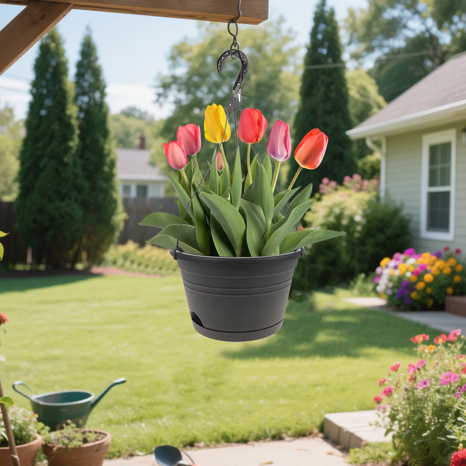 

2Pcs Wall Flower Pot for Balcony Rail Hanging Garden Planter Indoor Outdoor Plastic Mountable Planter for Succulents and Flowers