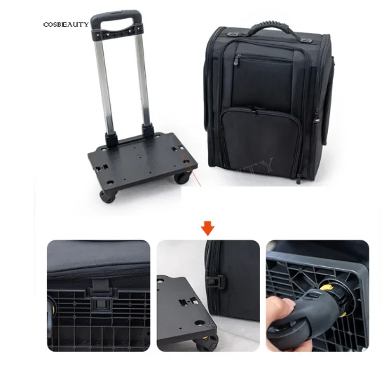 Valise à roulettes multicouche pour femme, sacs cosmétiques à roulettes, étui de beauté, étui de maquillage Spinner, valise de tatouage à ongles